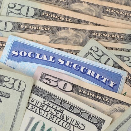Social security card and money